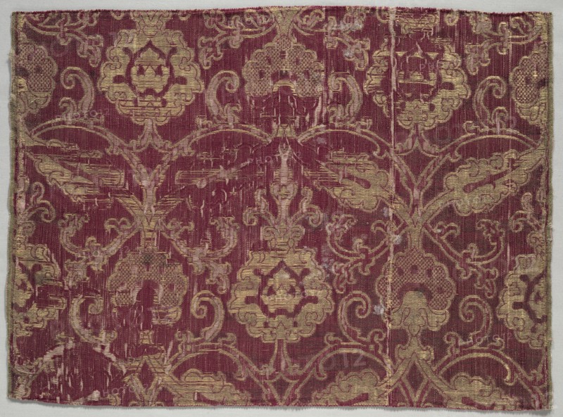 Length of Textile, 1500s. Italy or Spain, 16th century. Brocade; silk, linen, and metal; average: 43.3 x 58.1 cm (17 1/16 x 22 7/8 in.)