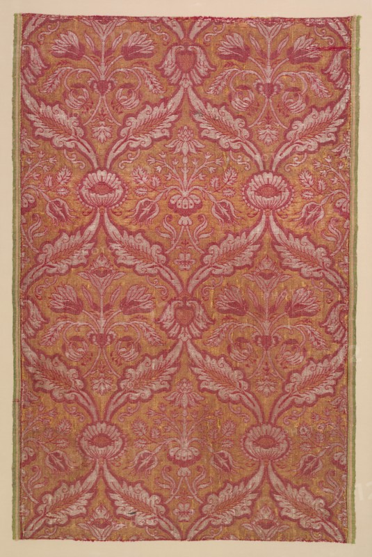 Textile with Flora, c. 1500s. Italy or Spain, 16th century. Silk, linen, silver thread; average: 91 x 59.4 cm (35 13/16 x 23 3/8 in.)