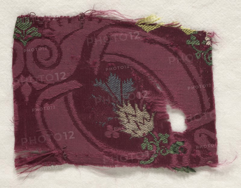 Fragment of Silk Textile, 18th century. Spain, 18th century. Plain cloth, brocaded; silk; average: 66.7 x 57.8 cm (26 1/4 x 22 3/4 in.).