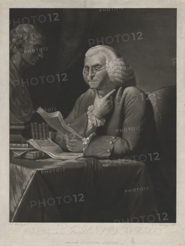 Benjamine Franklin, 1793. Edward Savage (American, 1761-1817). Mezzotint with line engraving