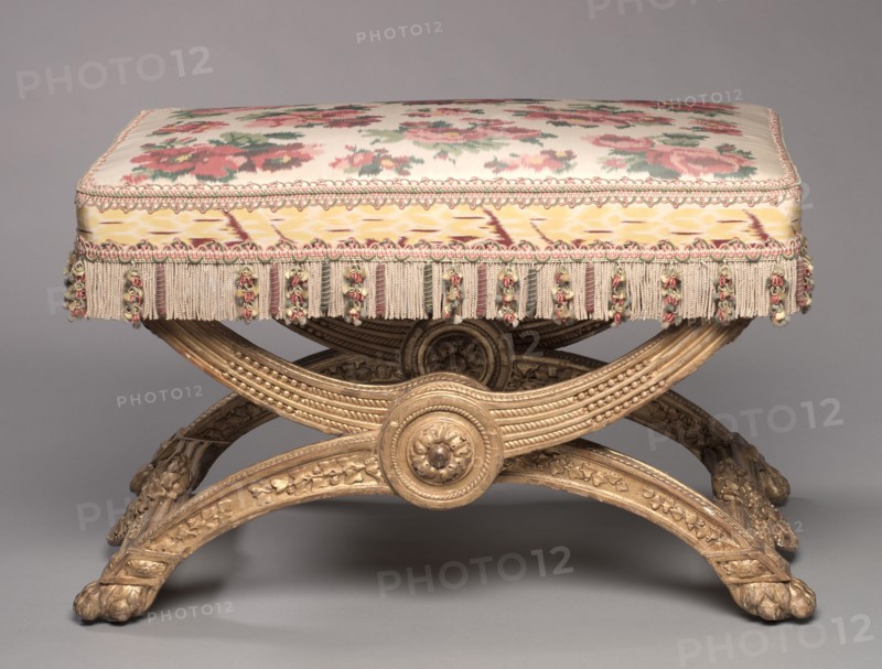 Stool, 1786-1787. Jean-Baptiste-Claude Sené (French, 1748-1803). Carved and gilded wood; overall: 44.8 x 71.7 x 51.5 cm (17 5/8 x 28 1/4 x 20 1/4 in.).