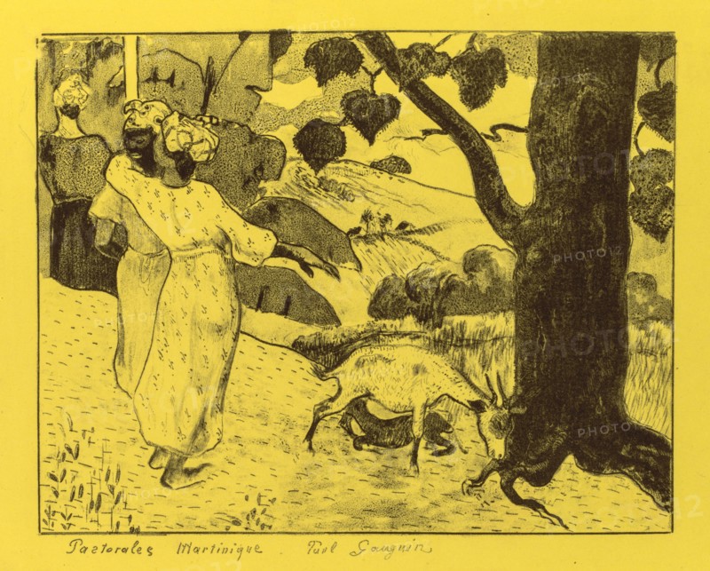 Volpini Suite:  Martinique Pastoral (Pastorales Martinique), 1889. Paul Gauguin (French, 1848-1903). Zincograph; sheet: 50 x 65 cm (19 11/16 x 25 9/16 in.); image: 17.6 x 22.3 cm (6 15/16 x 8 3/4 in.)