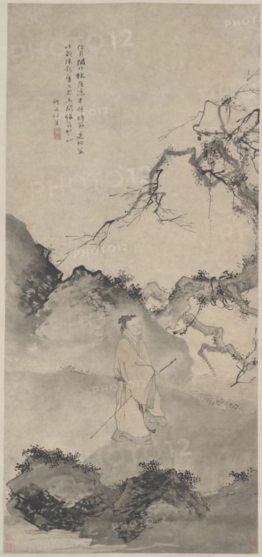 The Poet Lin Bu Wandering in the Moonlight, late 1400s. Du Jin (Chinese, 1446-c. 1519). Hanging scroll; ink and color on paper; image: 156.4 x 72.4 cm (61 9/16 x 28 1/2 in.); overall: 286.4 x 99 cm (112 3/4 x 39 in.).