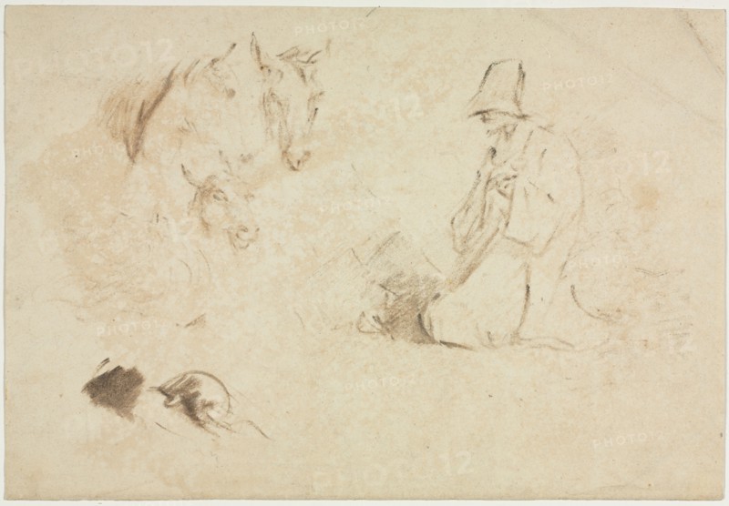 Sketches: Figures and Animals. Thomas Gainsborough (British, 1727-1788). Brush and brown ink;