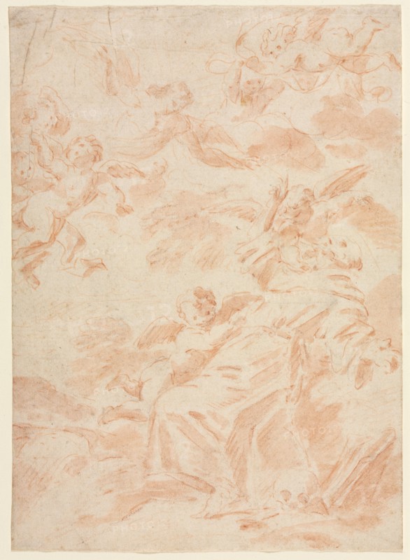 The Stigmatization of Saint Francis, first third 1700s. François Lemoyne (French, 1688-1737). Red chalk and brush and red wash over traces of black chalk; sheet: 20 x 14.5 cm (7 7/8 x 5 11/16 in.).