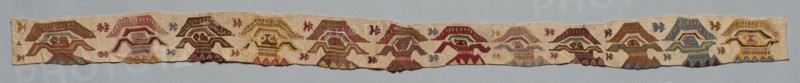 Lower Border of a Garment, 1000-1470s. Central Andes, North Coast, Chimu or Lambayeque (Sican) People. Tapestry; wool and cotton; overall: 9.2 x 135.9 cm (3 5/8 x 53 1/2 in.)
