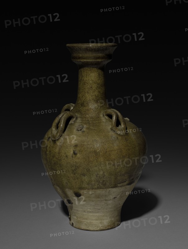 Vase with Loop Handles, 581- 618. China, Sui dynasty (581-618). Glazed stoneware; overall: 21.9 cm (8 5/8 in.).