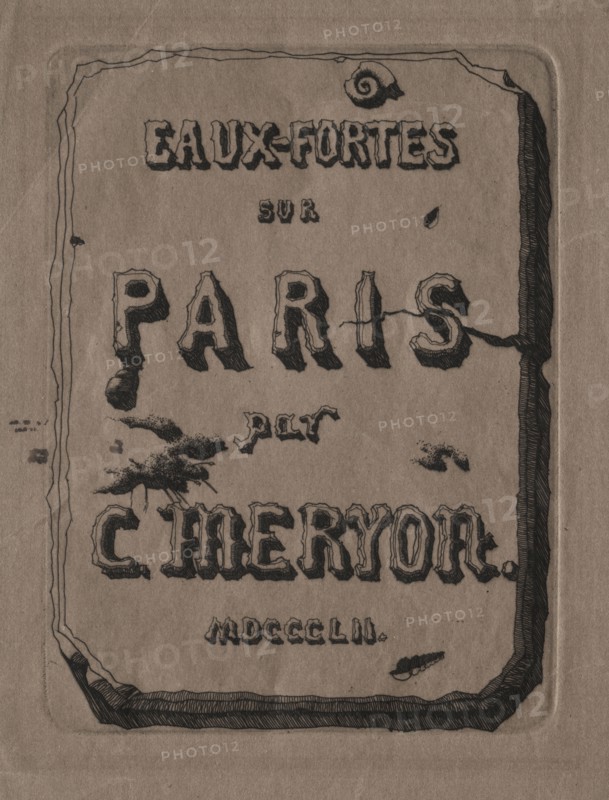 Etchings of Paris:  Title Page, 1852. Charles Meryon (French, 1821-1868). Etching
