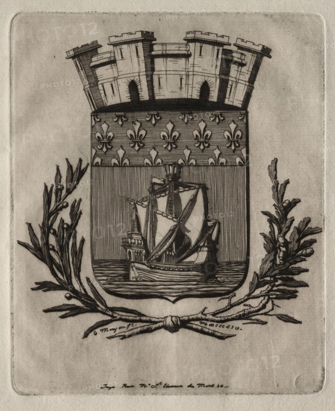 Etchings of Paris:  The Symbolical Arms of the City of Paris, 1854. Charles Meryon (French, 1821-1868). Etching