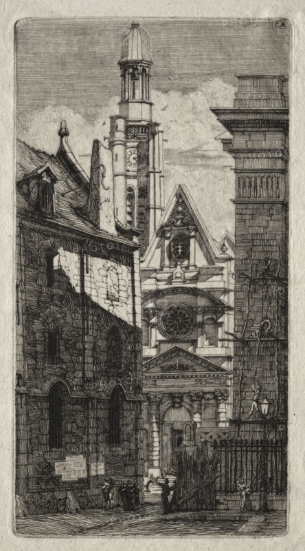 Etchings of Paris:  Church of St. Stephen of the Mount, 1852. Charles Meryon (French, 1821-1868). Etching