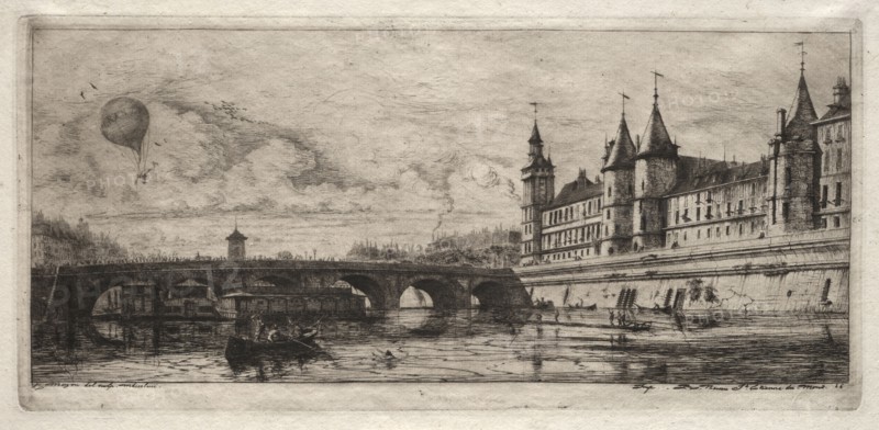 Etchings of Paris:  The Exchange Bridge, 1854. Charles Meryon (French, 1821-1868). Etching