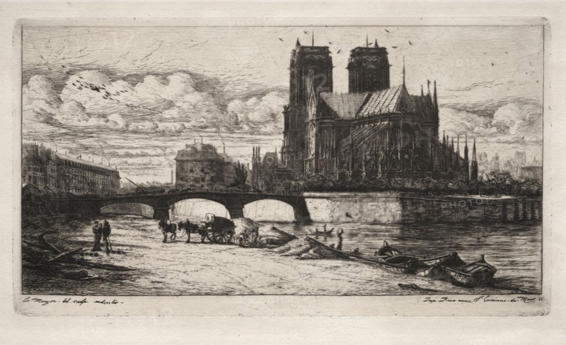 Etchings of Paris:  The Apse of the Cathedral of Notre Dame, 1854. Charles Meryon (French, 1821-1868). Etching