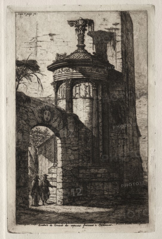 Entrance to the French Capuchin Convent at Athens, 1854. Charles Meryon (French, 1821-1868). Etching