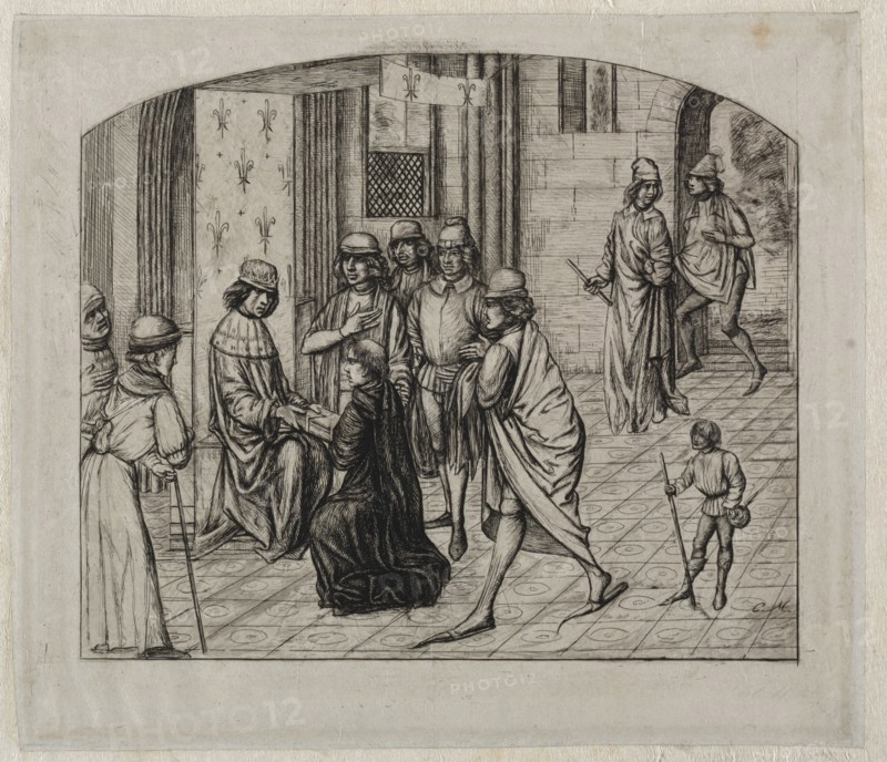 The Printed Work of the Latin Author, Valerius Maximus, Being Presented to King Louis XI, 1860. Charles Meryon (French, 1821-1868). Etching