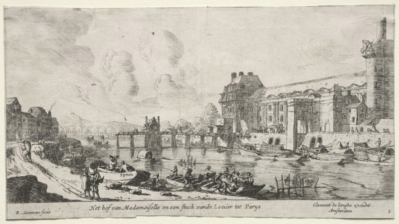 Views of Paris:  View of the Louvre and the Tuileries. Reinier Nooms (Dutch, c. 1623-1667). Etching
