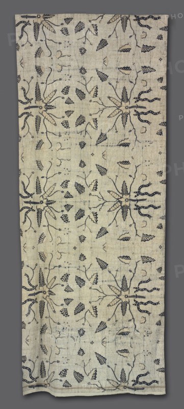 Sarong, 1850s-1860s. Indonesia, Java, 19th cenetury. Plain weave cotton; resist dyed; overall: 101.3 x 247.6 cm (39 7/8 x 97 1/2 in.).