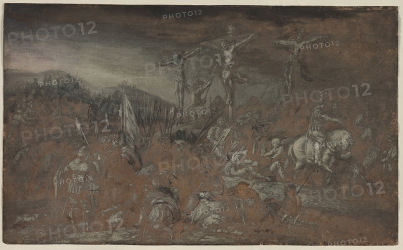 The Crucifixion, last half 1600s. Gerrit van Battem (Dutch, c. 1636-1684). Gouache; framing lines in black ink and graphite(?); sheet: 23.8 x 38.9 cm (9 3/8 x 15 5/16 in.).