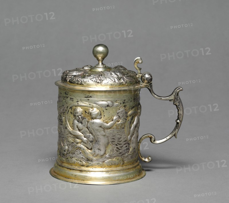 Tankard, c. 1680. Germany, Augsburg, 17th century. Silver; diameter of mouth: 11.5 cm (4 1/2 in.); overall: 16.6 cm (6 9/16 in.).