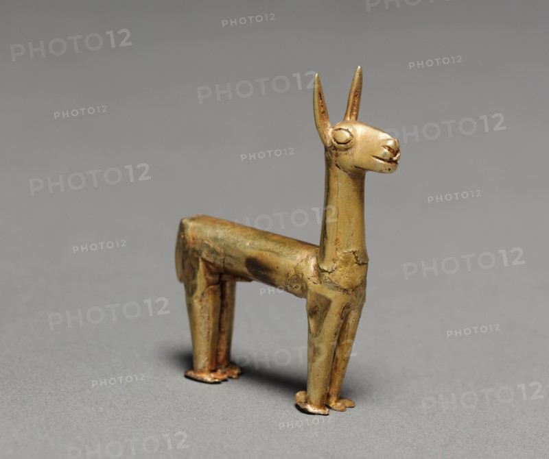 Llama Figurine, 1400-1532. Peru, Bolivia, Chile or Ecuador, Inka style (1400-1532). Hammered gold; overall: 5.2 cm (2 1/16 in.).