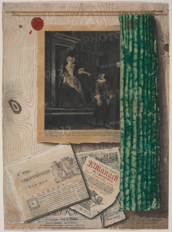 Trompe l'Oeil Still Life, c. 1754. Jacobus Cornelis Meyer (Dutch). Gouache, tempera? and watercolor; sheet: 37.3 x 27.4 cm (14 11/16 x 10 13/16 in.).