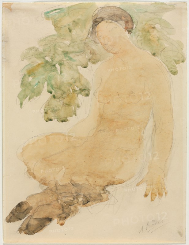 Faunesse, c. 1905. Auguste Rodin (French, 1840-1917). Watercolor over graphite; sheet: 32.7 x 24.8 cm (12 7/8 x 9 3/4 in.).