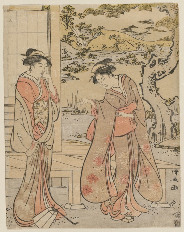 Woman Dropping a Lantern by a Porch, 1788. Torii Kiyonaga (Japanese, 1752-1815). Color woodblock print; sheet: 24.8 x 19.2 cm (9 3/4 x 7 9/16 in.).