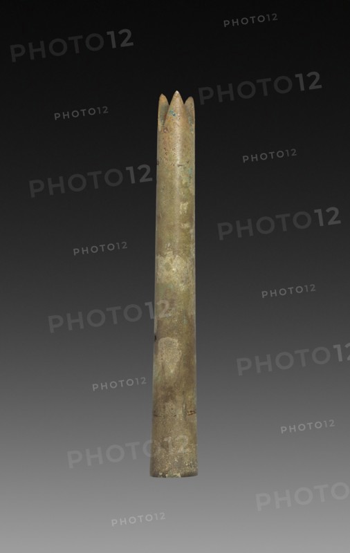 Spear with Three Points, Zhou dynasty (1045-256 BC). China, Zhou dynasty (c. 1046-256 BC). Bronze; overall: 2.3 cm (7/8 in.).