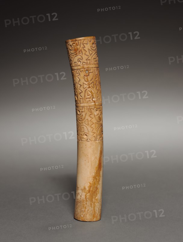 Ear Ornament, 200-550. Peru, Moche, 3rd-6th century. Incised bone; overall: 13 x 2 cm (5 1/8 x 13/16 in.).
