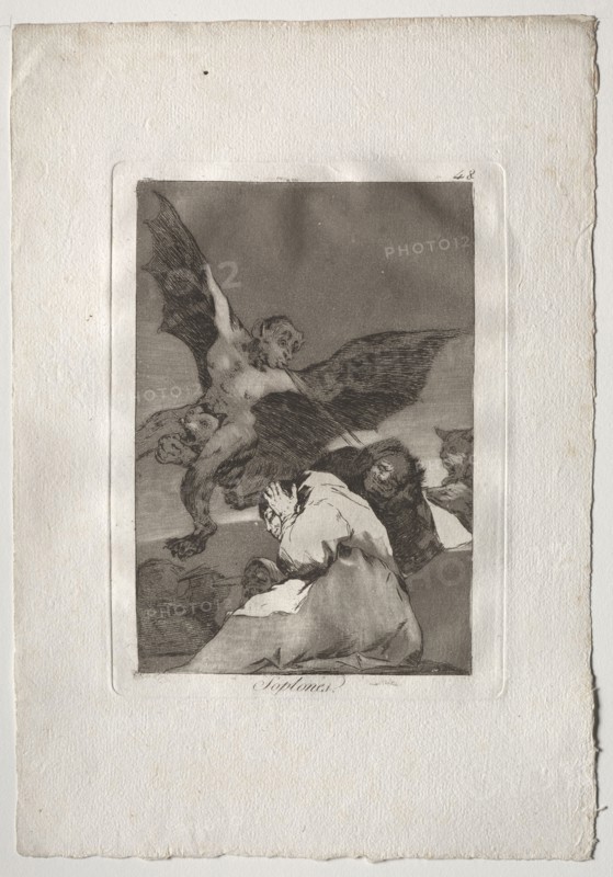 Ochenta Caprichos: Tale-Bearers-Blasts of Wind, 1793-1798. Francisco de Goya (Spanish, 1746-1828). Etching and aquatint