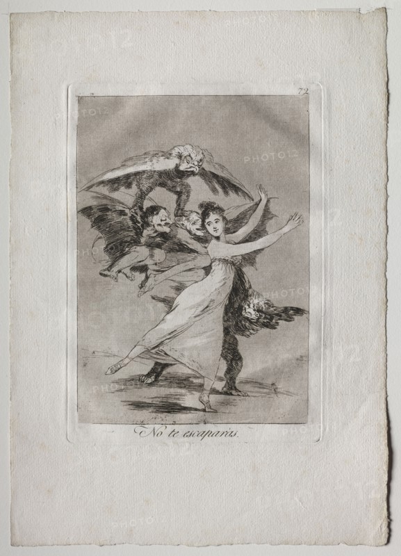 Ochenta Caprichos:  You Will Not Escape, 1793-1798. Francisco de Goya (Spanish, 1746-1828). Etching and aquatint