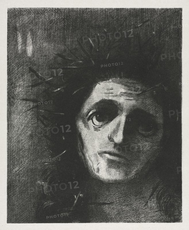 Christ, 1887. Odilon Redon (French, 1840-1916), printed by Lemercier & Cie.. Lithograph; sheet: 42.9 x 36.1 cm (16 7/8 x 14 3/16 in.); image: 33.4 x 27.3 cm (13 1/8 x 10 3/4 in.)