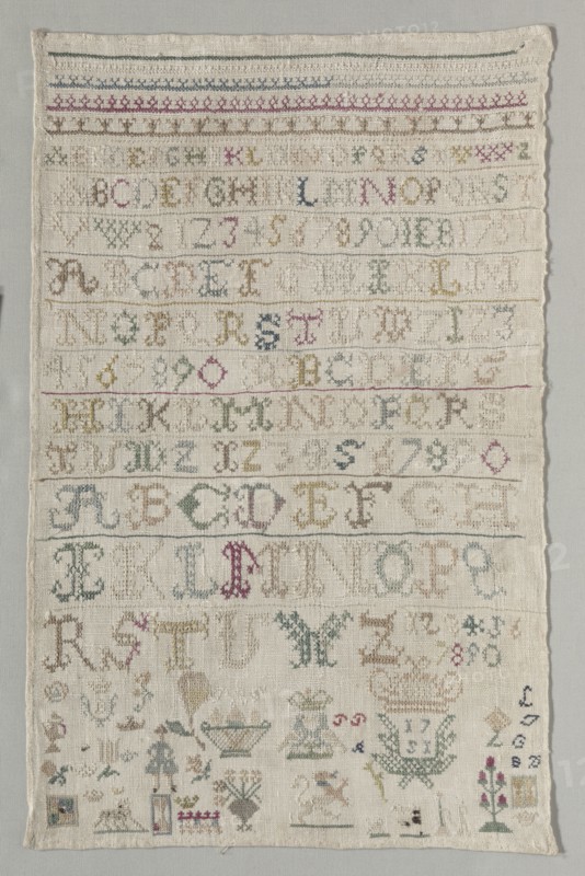 Sampler, 1751. America, 18th century. Embroidery; average: 48.3 x 30.3 cm (19 x 11 15/16 in.)
