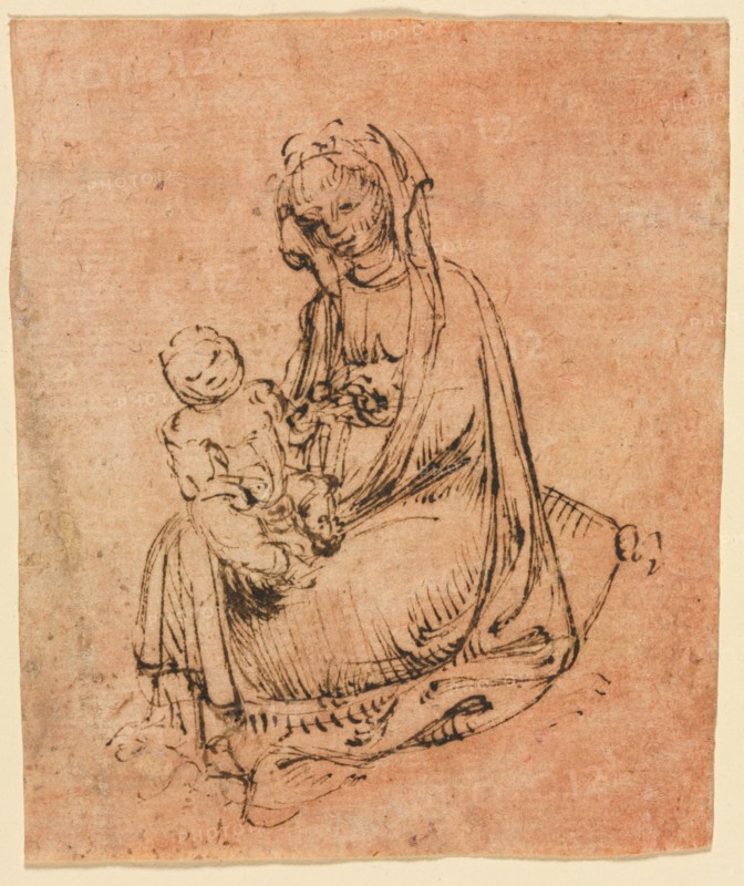 Madonna and Child, c. 1440/50. Follower of Stefano da Zevio (Italian, c. 1374-aft 1438). Pen and brown ink; sheet: 10.7 x 9.2 cm (4 3/16 x 3 5/8 in.).