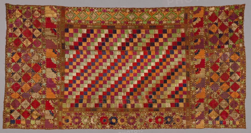 Shawl, 1800s. India, Punjab, 19th century. Embroidery (phulkari); silk on cotton ground; overall: 231 x 118.8 cm (90 15/16 x 46 3/4 in.)