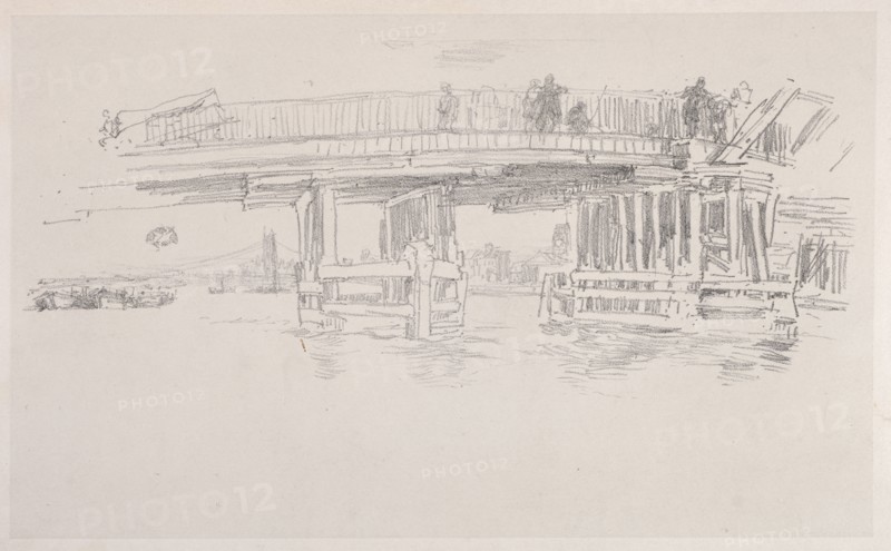 Old Battersea Bridge. James McNeill Whistler (American, 1834-1903). Lithograph