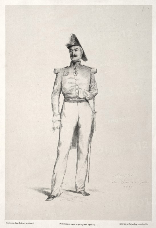 La Maréchal Baraquey d'Hilliers, 1859. Auguste Raffet (French, 1804-1860). Lithograph