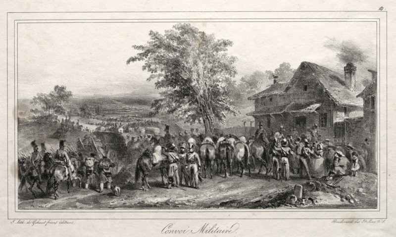Album pour 1831:  Convoi militaire, 1831. Auguste Raffet (French, 1804-1860). Lithograph
