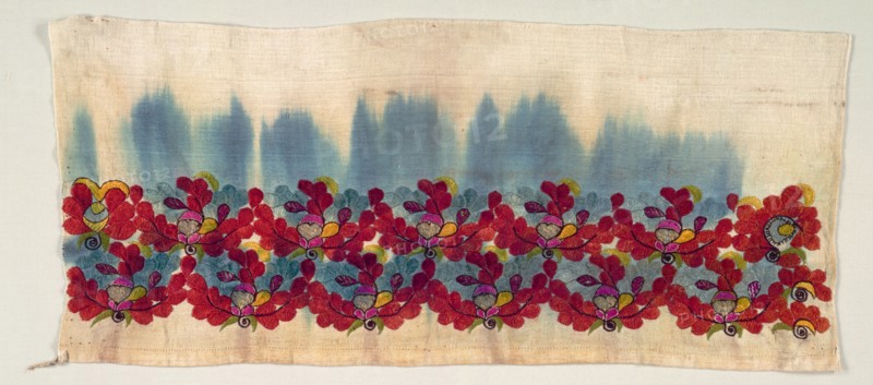 Embroidered Towel, 19th century. Turkey ?, 19th century. Embroidery; silk and gold filé on cotton tabby; average: 35.6 x 77.8 cm (14 x 30 5/8 in.)