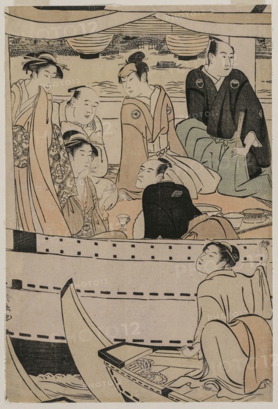 Boating Party on the Sumida River, 1789. Torii Kiyonaga (Japanese, 1752-1815). Color woodblock print; sheet: 35.6 x 23.8 cm (14 x 9 3/8 in.).