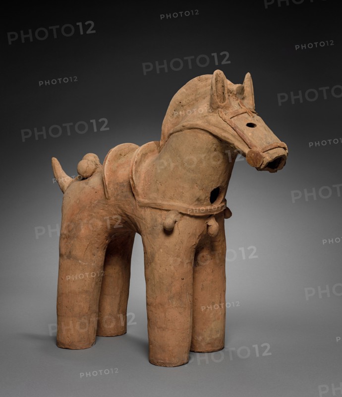 Caparisoned Haniwa Horse, 400s-500s. Japan, Kofun Period (c. 3rd century-538). Earthenware with traces of pigment; overall: 59.7 x 66 cm (23 1/2 x 26 in.).