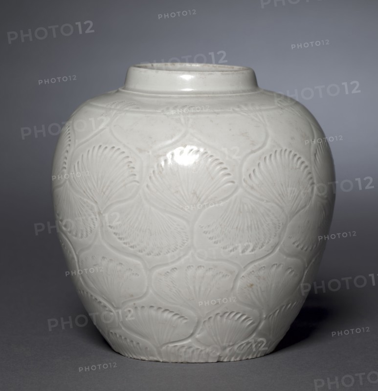 Jar, 900s. Northeast China, Liao dynasty (916-1125). White porcelain with combed and incised decoration; diameter: 12.8 x 12.5 cm (5 1/16 x 4 15/16 in.); overall: 12.5 cm (4 15/16 in.).