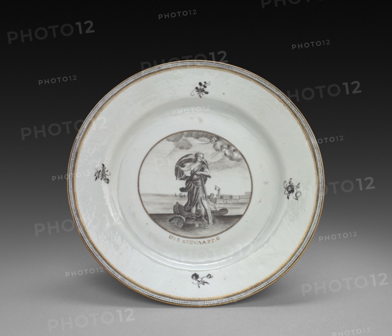 Plate: Female Figure, 1700s. China, Chinese Export, 18th century. Porcelain; diameter: 23.2 cm (9 1/8 in.).