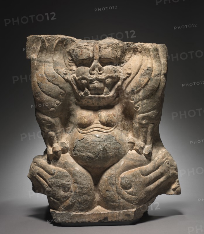 Kneeling Winged Monster, 550-577. China, Hebei province, northern Xiangtangshan caves, North cave, Northern Qi dynasty (550-577). Limestone; overall: 75 x 63.6 cm (29 1/2 x 25 1/16 in.).