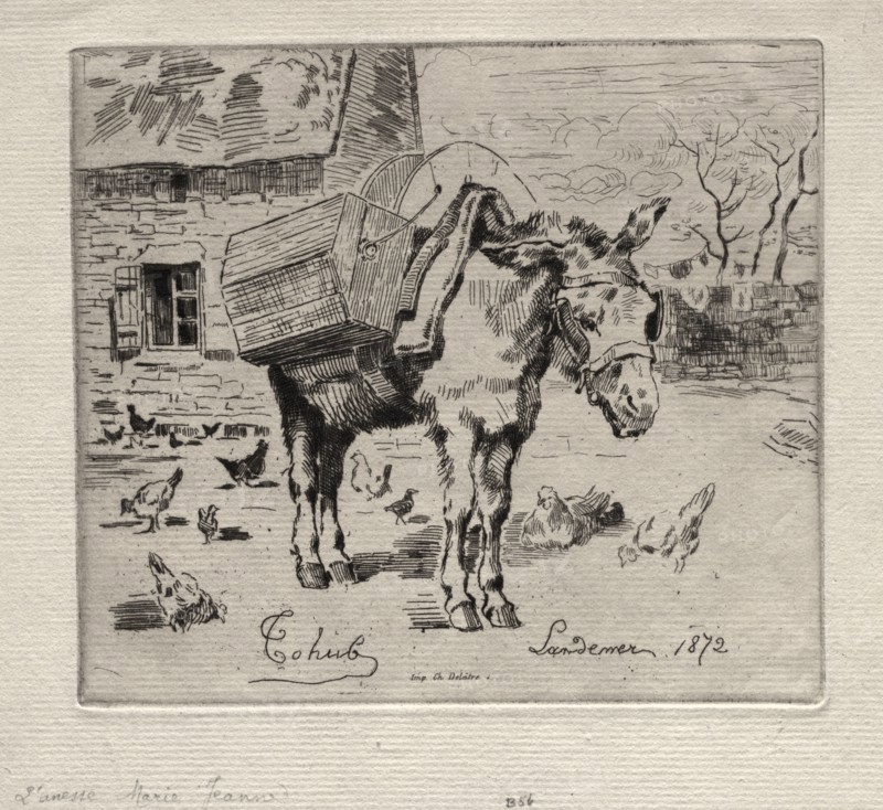 The Mule, Marie-Jeanne, 1872. Félix Hilaire Buhot (French, 1847-1898), Ch. Delâtre. Etching; sheet: 18.8 x 21.3 cm (7 3/8 x 8 3/8 in.); platemark: 14.5 x 16.3 cm (5 11/16 x 6 7/16 in.)
