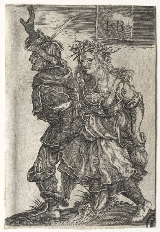 A Dancing Couple of Peasants. Jacob Binck (German, 1500-1569). Engraving