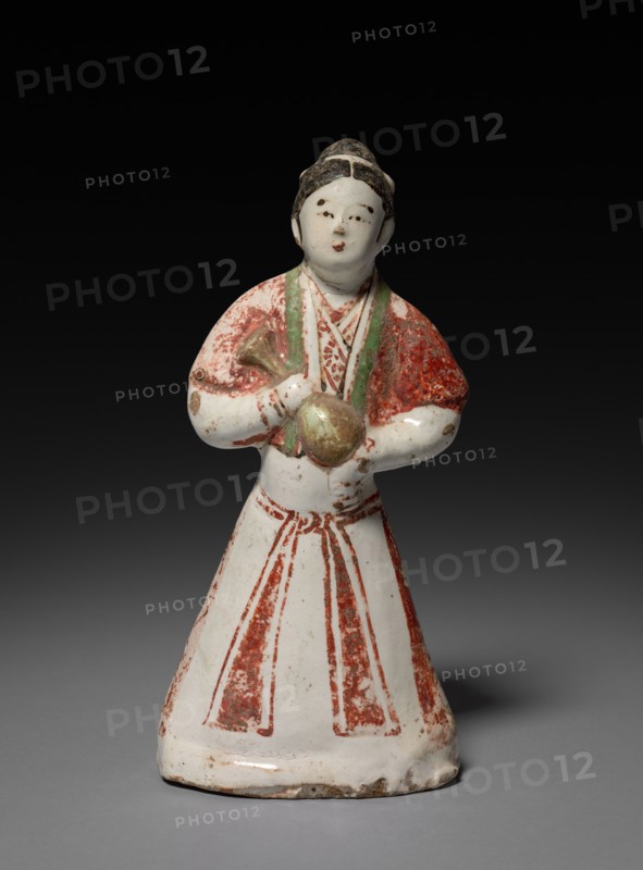 Lady Holding a Vase: Cizhou ware, 12th-13th Century. China, Northern Song dynasty (960-1127) - Jin dynasty (1115-1234). Stoneware with slip decoration; overall: 19.7 x 9.5 cm (7 3/4 x 3 3/4 in.).