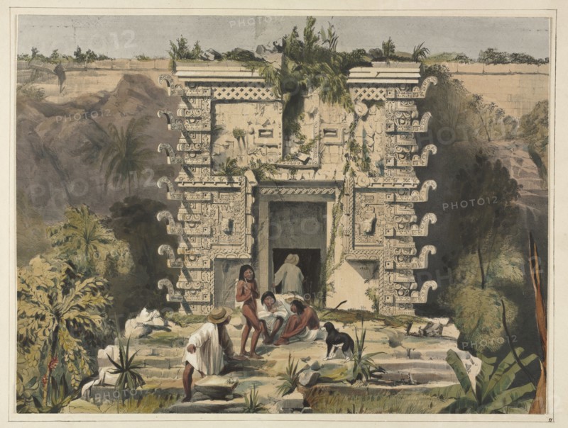 Gateway of the Great Teocallis, Uxmal. Frederick Catherwood (British, 1799-1854). Lithograph, hand colored
