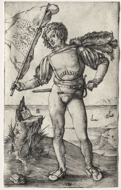 The Burgundian Standard Bearer, c. 1500. Albrecht Dürer (German, 1471-1528). Engraving