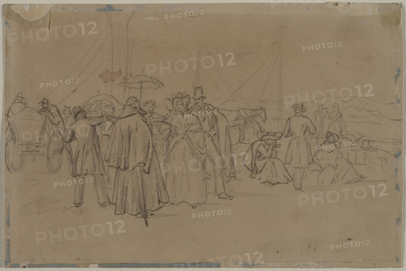 Passengers for Rhine Steamer (recto), second or third quarter 1800s. Heinrich von Mayr (German, 1806-1871). Graphite; sheet: 14.3 x 22.3 cm (5 5/8 x 8 3/4 in.).