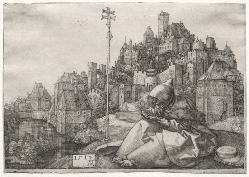 St. Anthony Reading, 1519. Albrecht Dürer (German, 1471-1528). Engraving